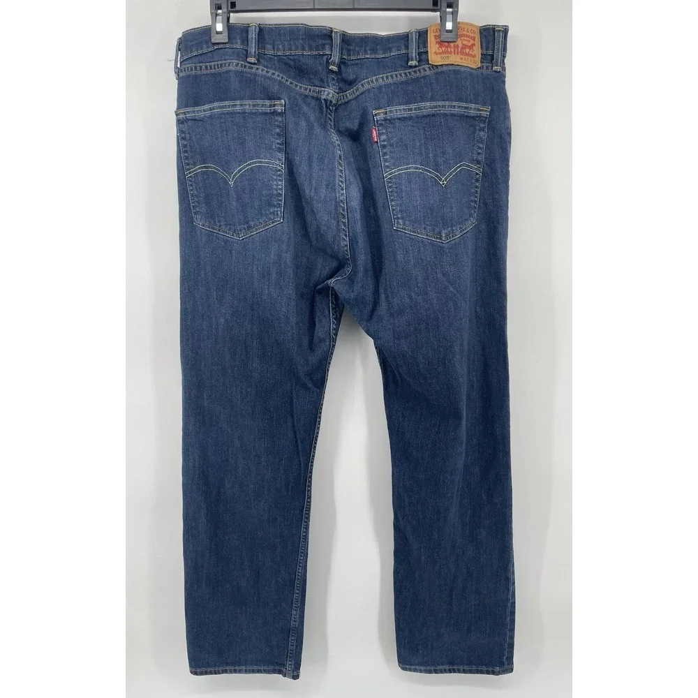 Levi's 505 Regular Fit Jeans Men 42x32 Dark Wash Straight Leg Workwear Classic